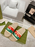 Gucci GG Beige Red Green Slides
