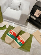 Gucci GG Beige Red Green Slides