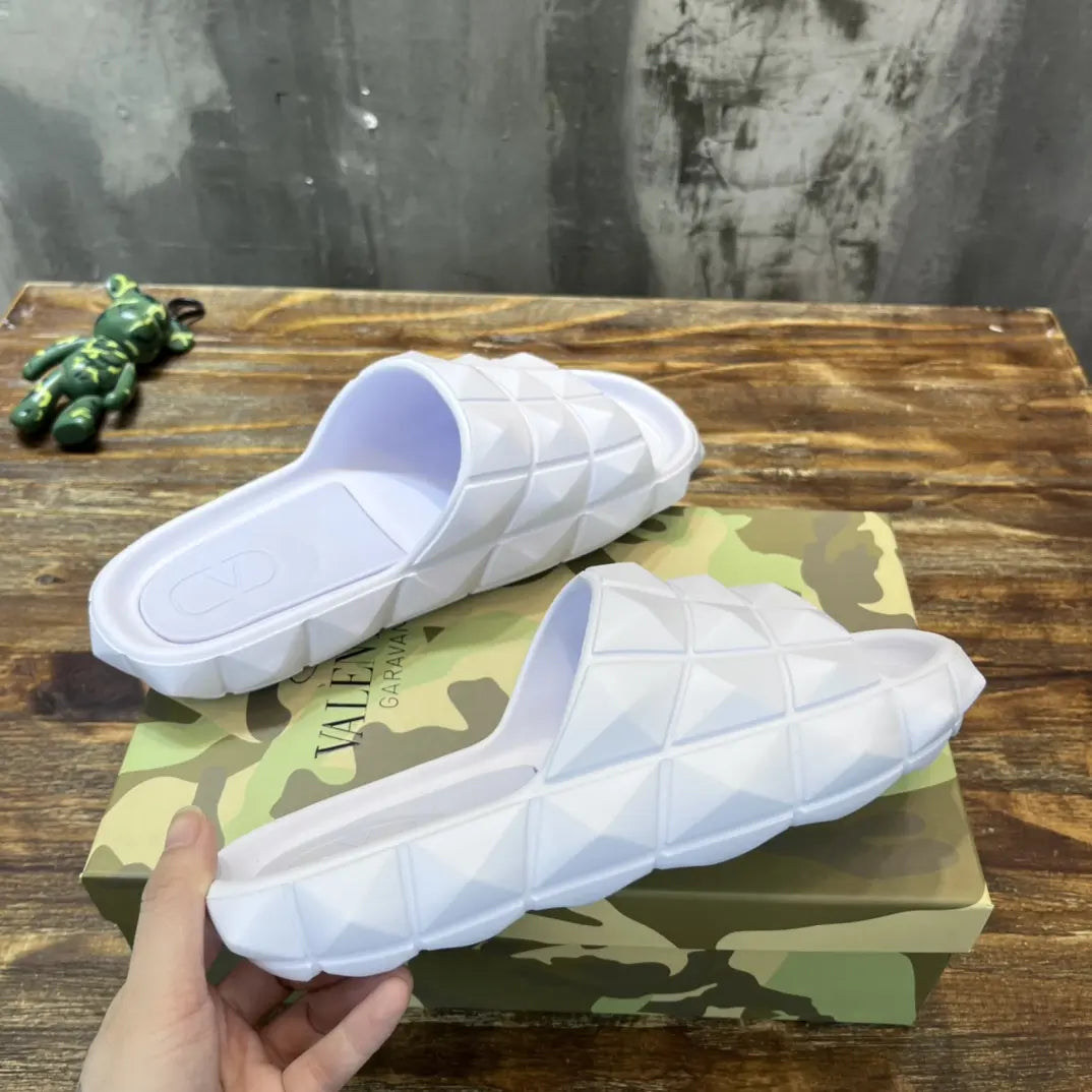 Valentino Garavani Quilted White Slides