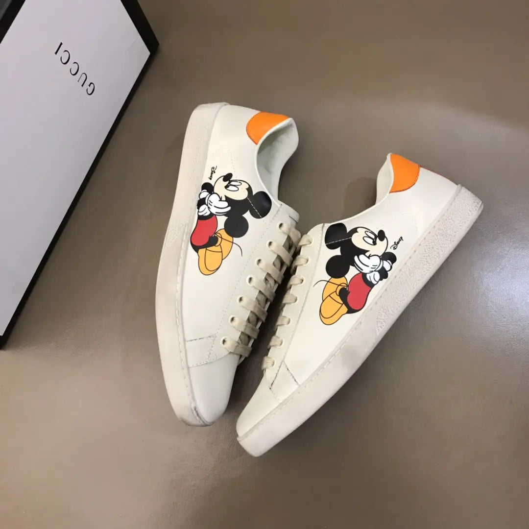 Gucci Mickey Mouse White Orange Sneakers