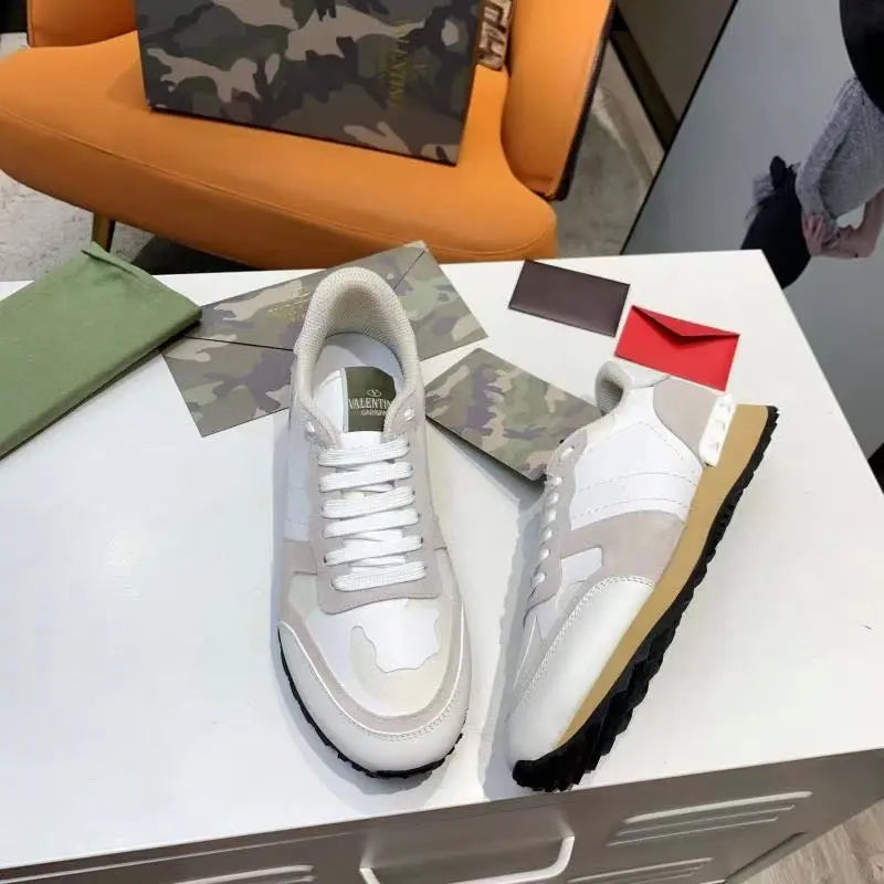 Valentino Garavani White Beige Brown Sneakers