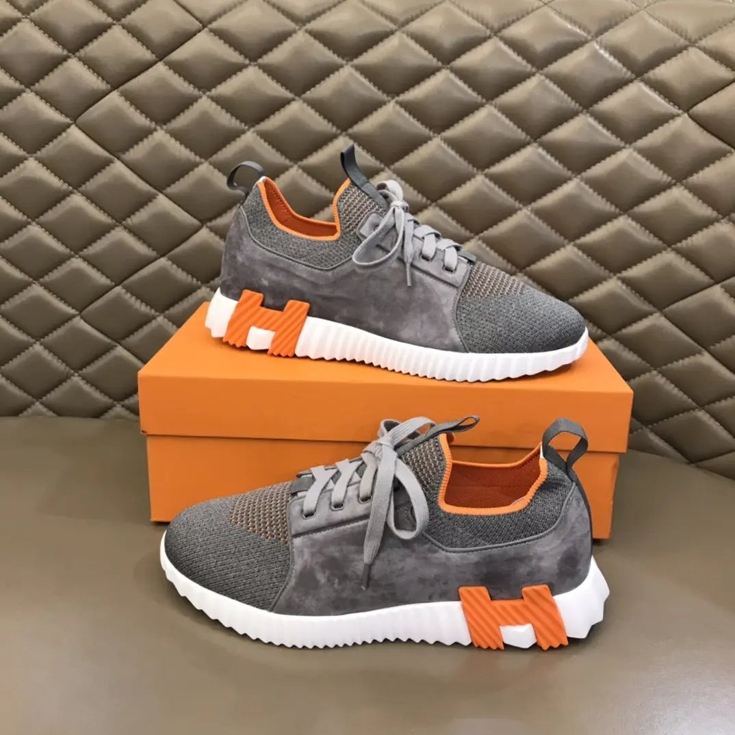 Hermes Grey Orange White Sneakers