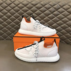 Hermes White Black Orange Sneakers