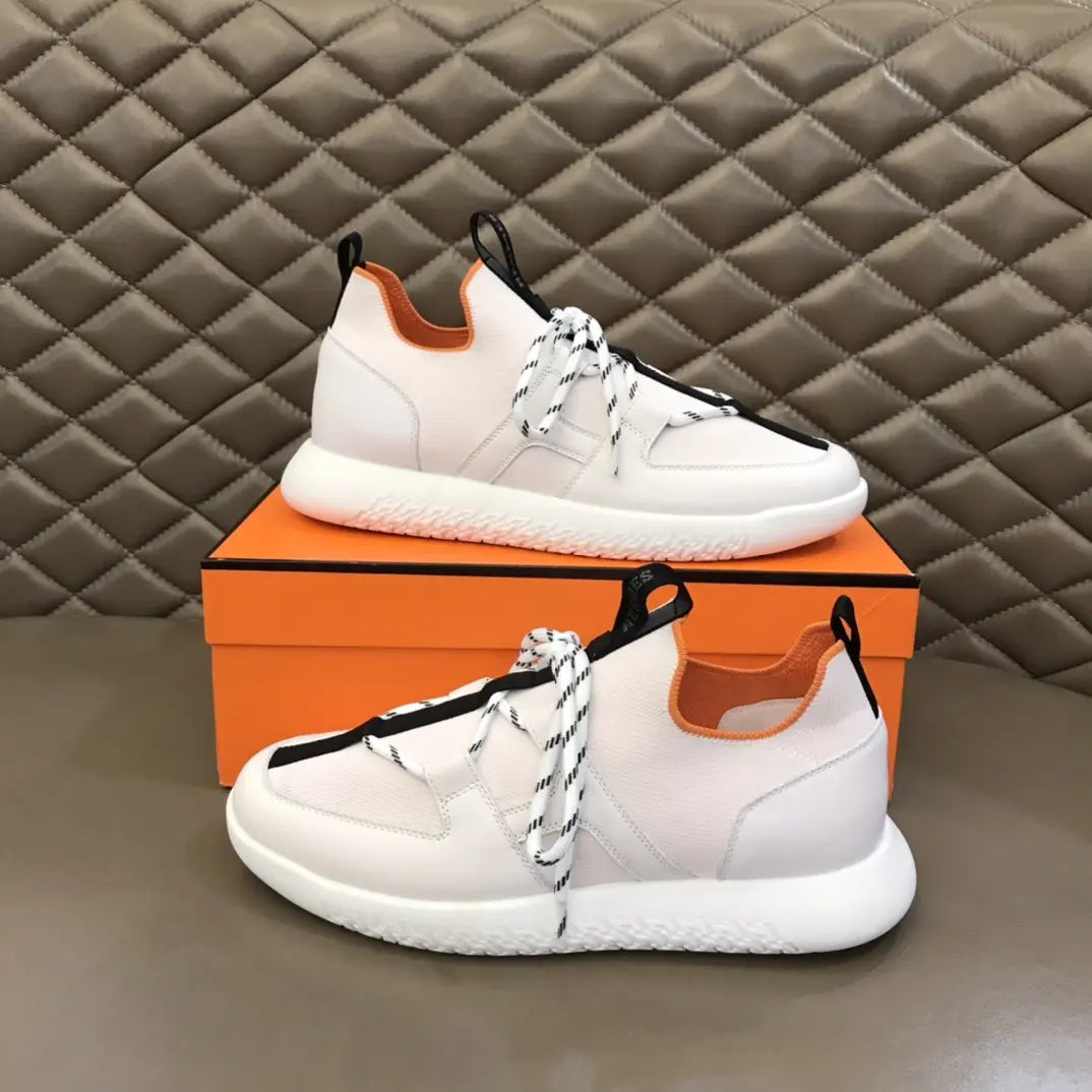 Hermes White Black Orange Sneakers