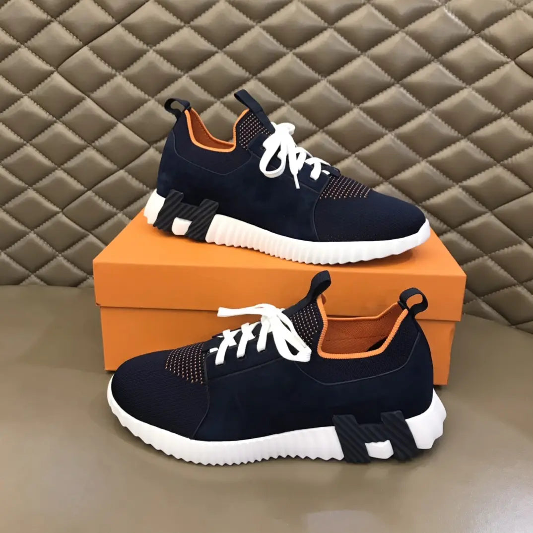 Hermes Bouncing Black White Orange Sneakers