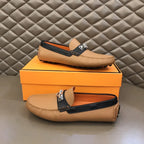 Hermès H Patent Beige Black Loafers