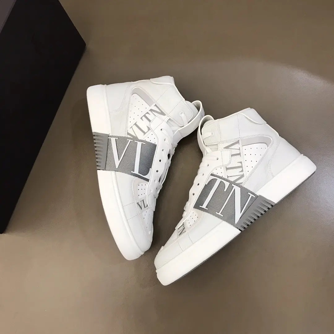 IN White Black Grey High Top Sneakers