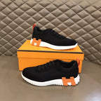 Hermes Paris Black White Orange Sneakers