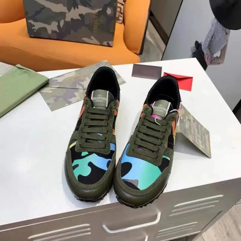 Valentino Rockrunner Camo Green Blue Orange Sneakers
