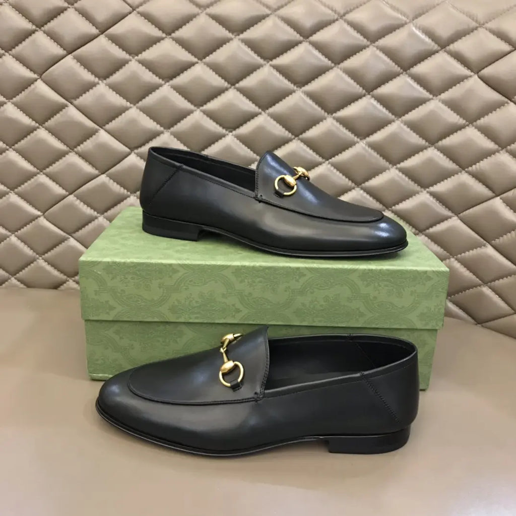 Gucci Horsebit Gold Bit Black Loafers