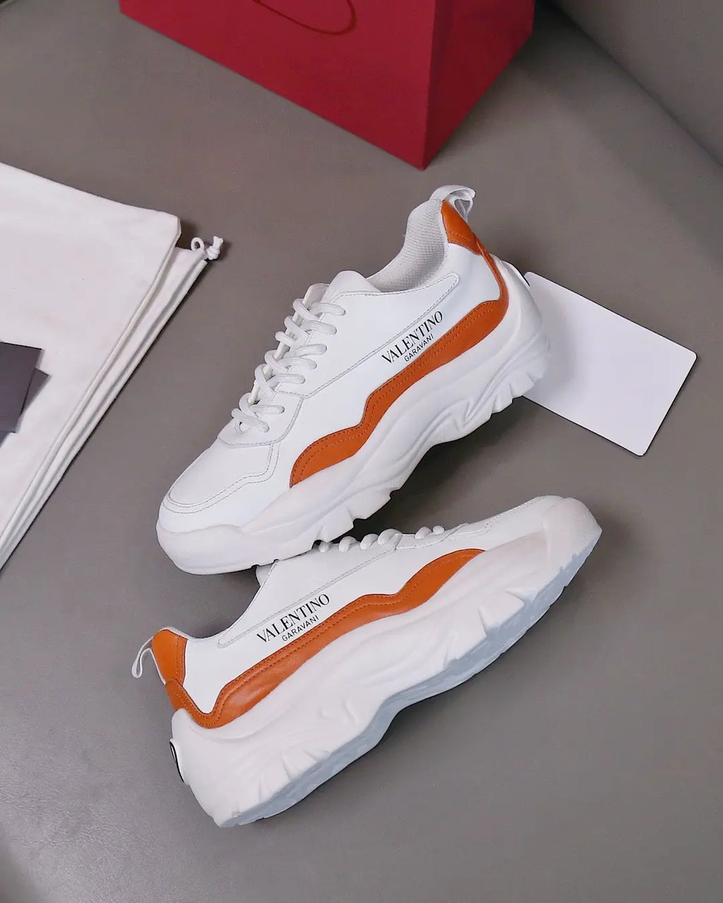 Valentino Garavani White Orange Sneakers