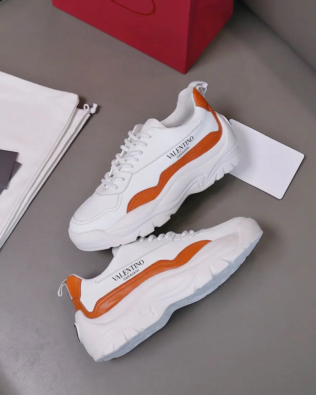 Valentino Garavani White Orange Sneakers