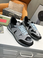 Valentino Rockrunner Grey Black Camouflage Sneakers