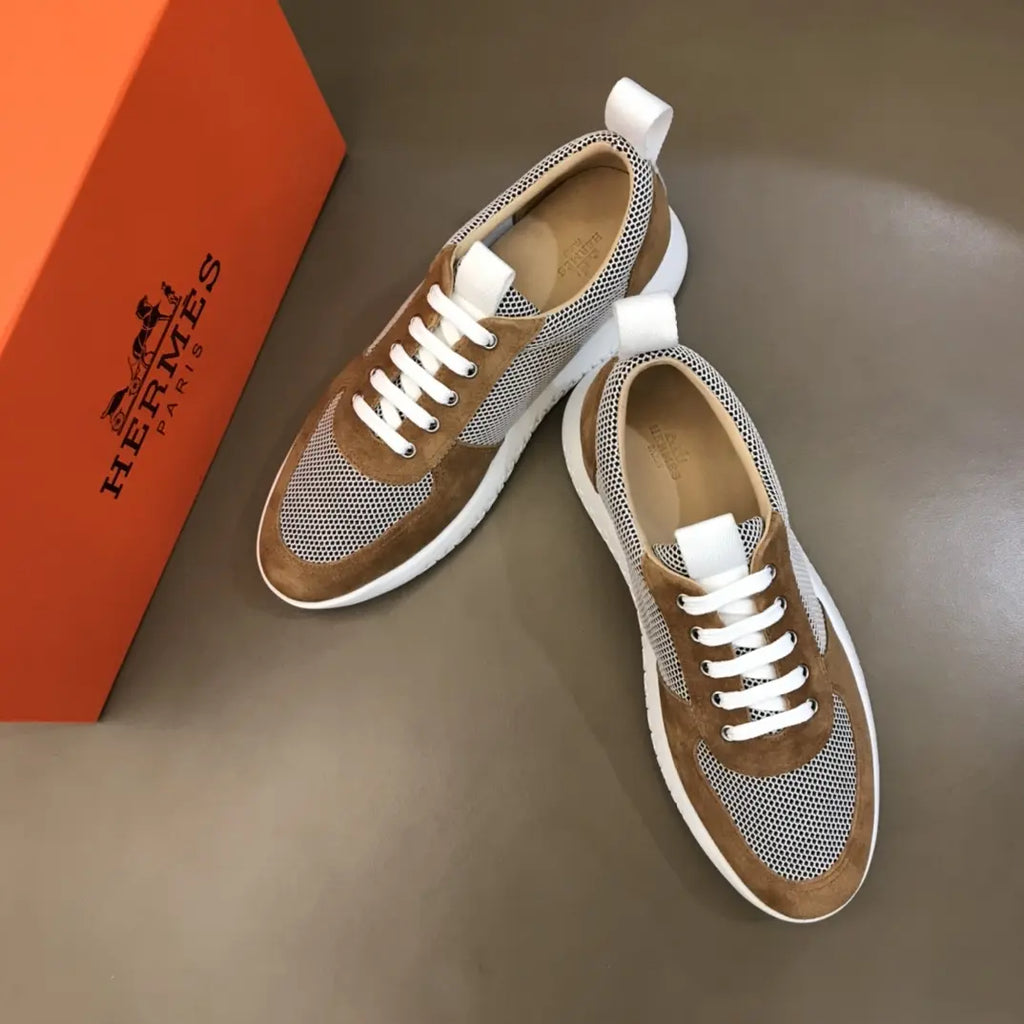 H Suede Mesh Brown White Sneakers