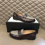 Gucci GG Dark Brown Beige Loafers