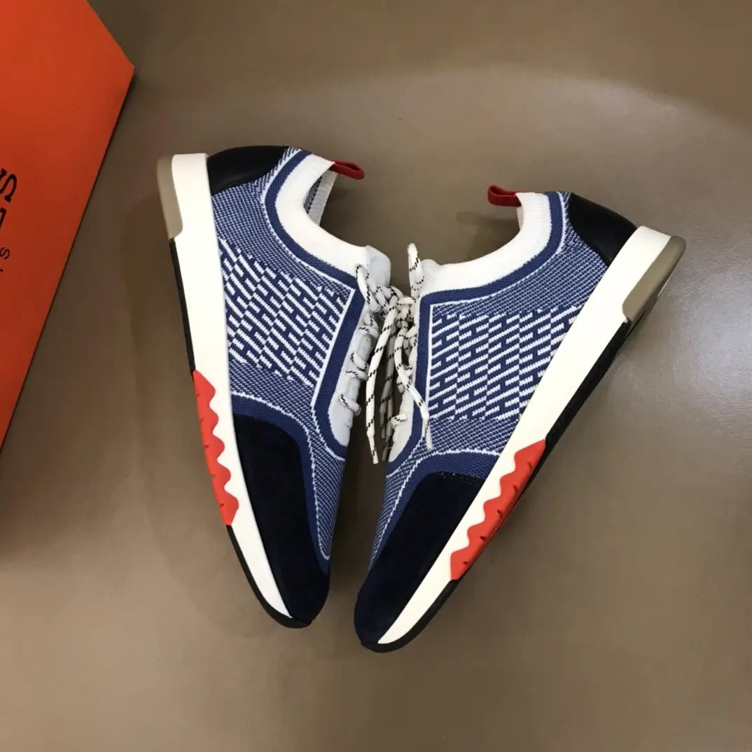 Hermes Navy Blue White Red Sneakers