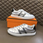 Hermes Silver Black Low Top Sneakers