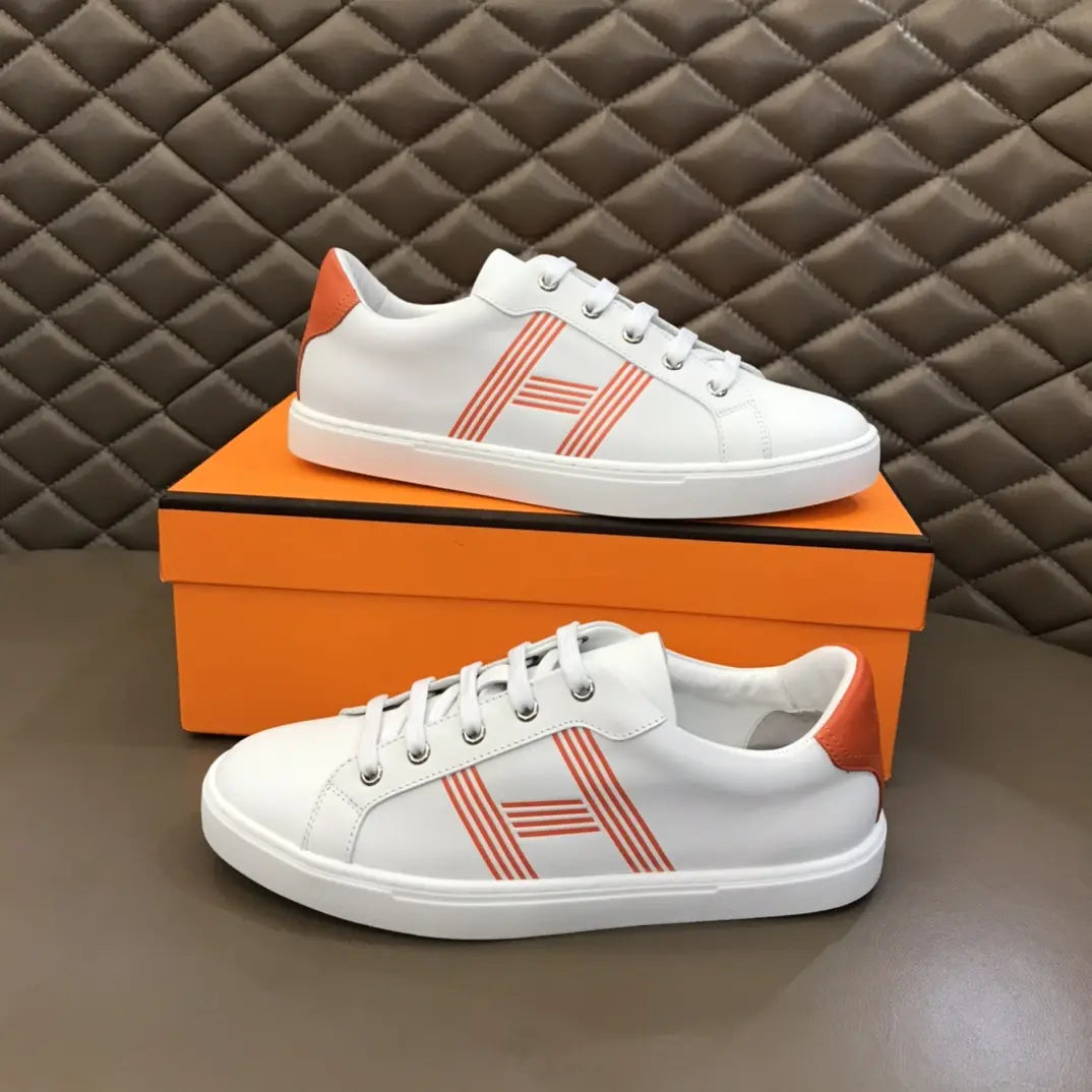 Hermès H White Orange Sneakers