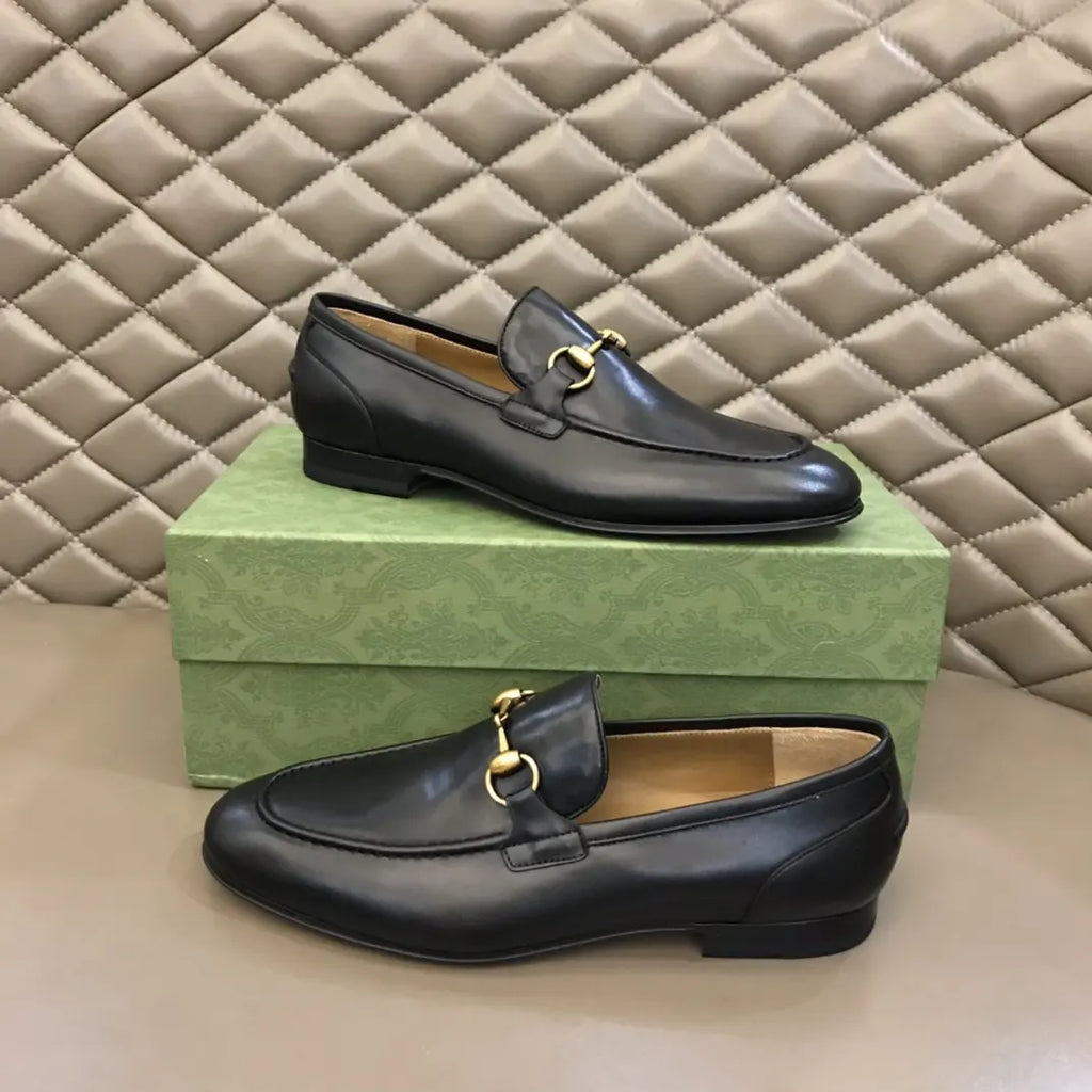 Gucci Horsebit Black Gold Loafers