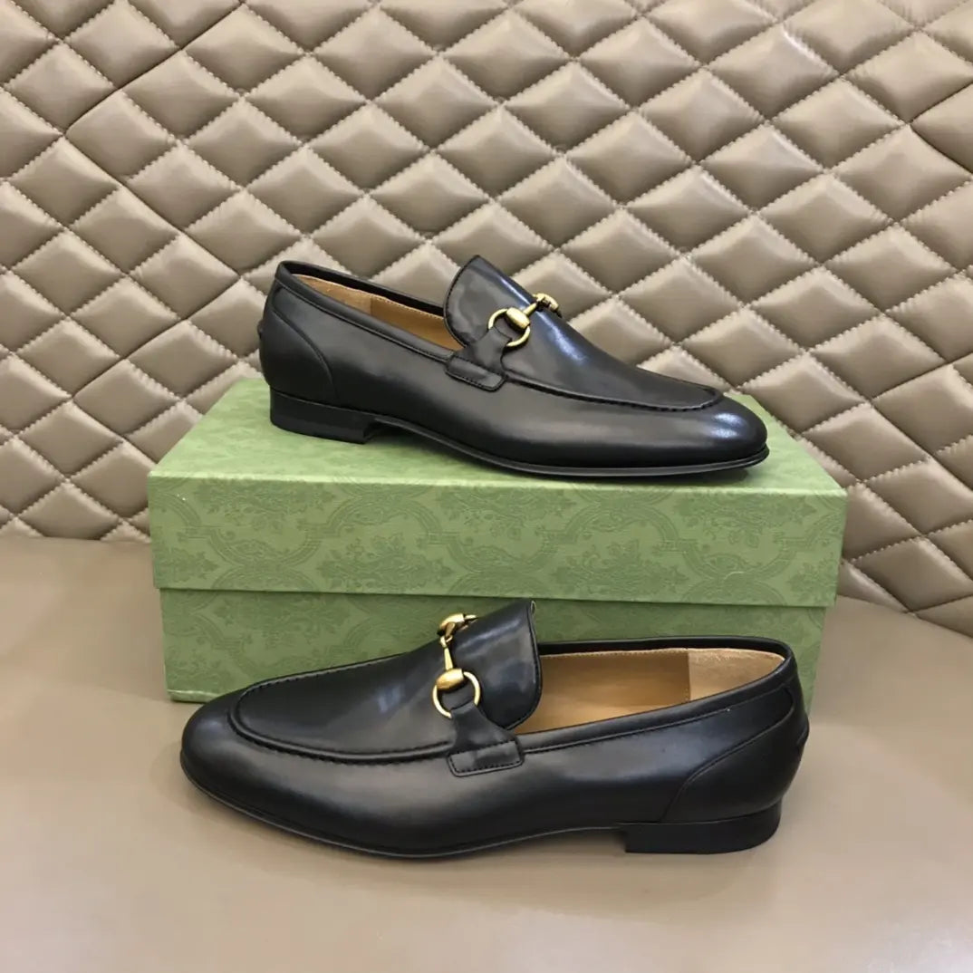 Gucci Horsebit Black Gold Loafers