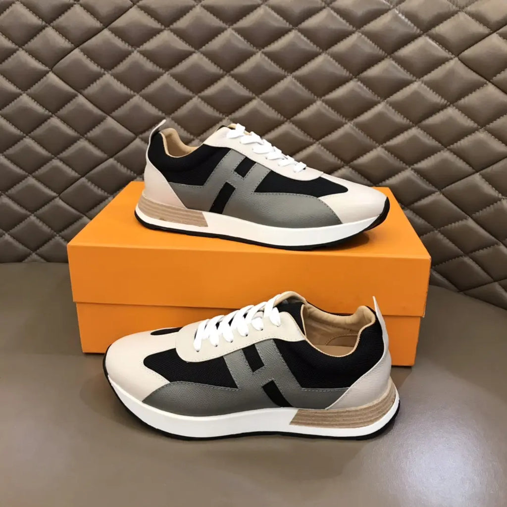 Hermes H White Black Grey Sneakers