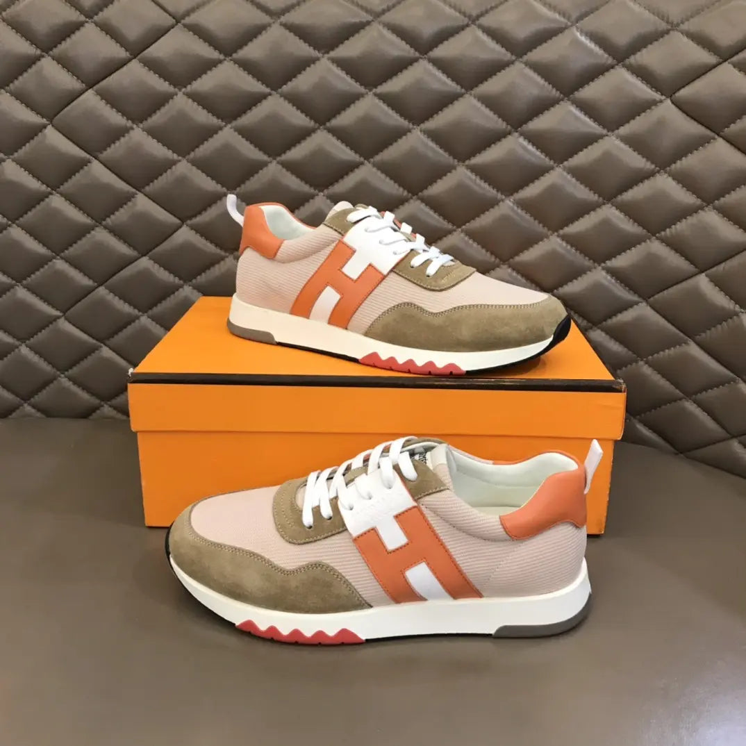 Hermes Paris Beige Orange White Sneakers