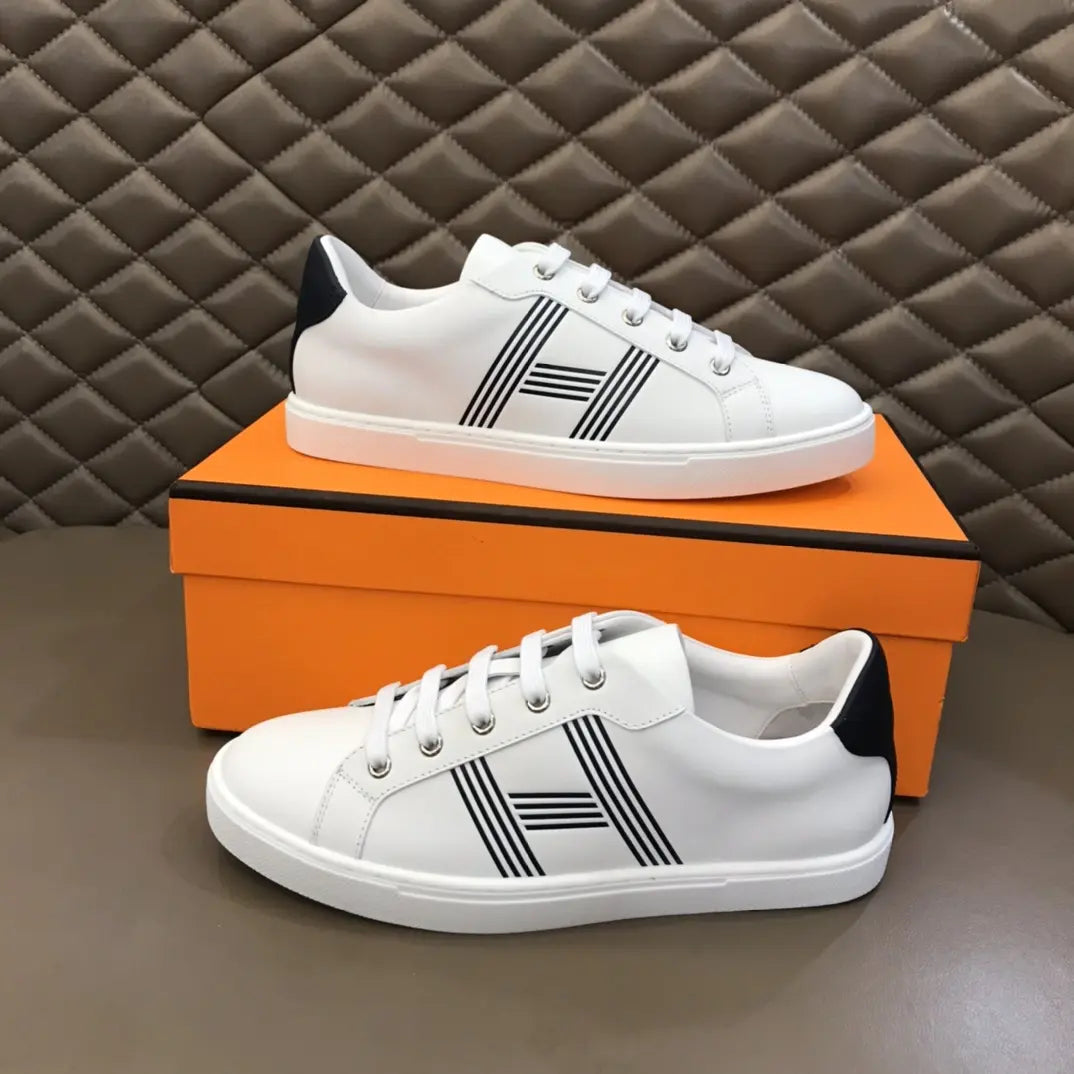 Hermes H Stripe White Black Sneakers