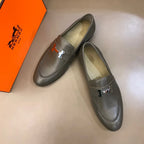 Hermes Paris H Buckle Grey Loafers