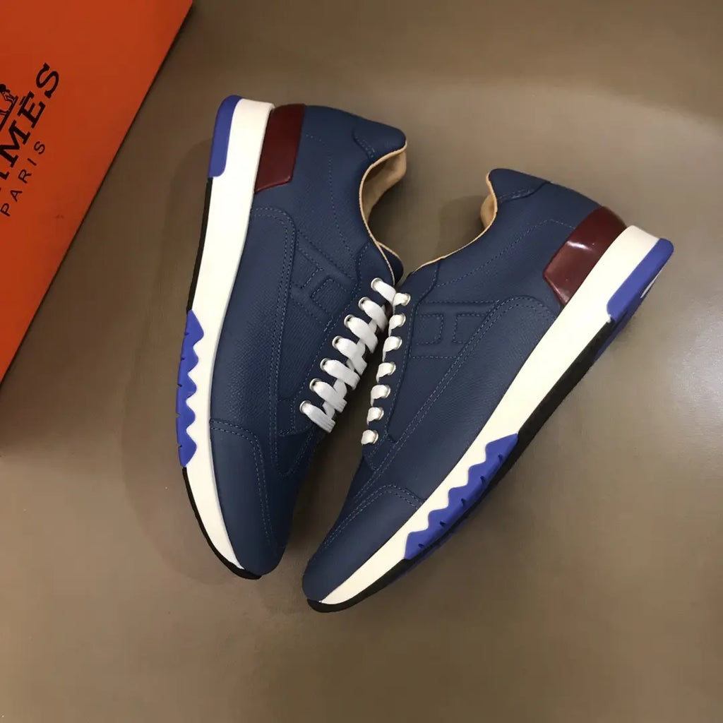 Hermès Paris Navy Blue Brown White Sneakers