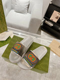 Gucci GG Interlocking Logo White Slides