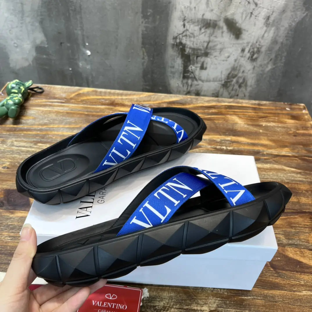 Valentino Garavani VLTN Blue Black Sandals