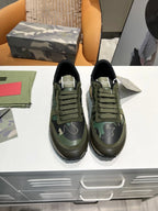 Valentino Rockrunner Green Black Camo Sneakers