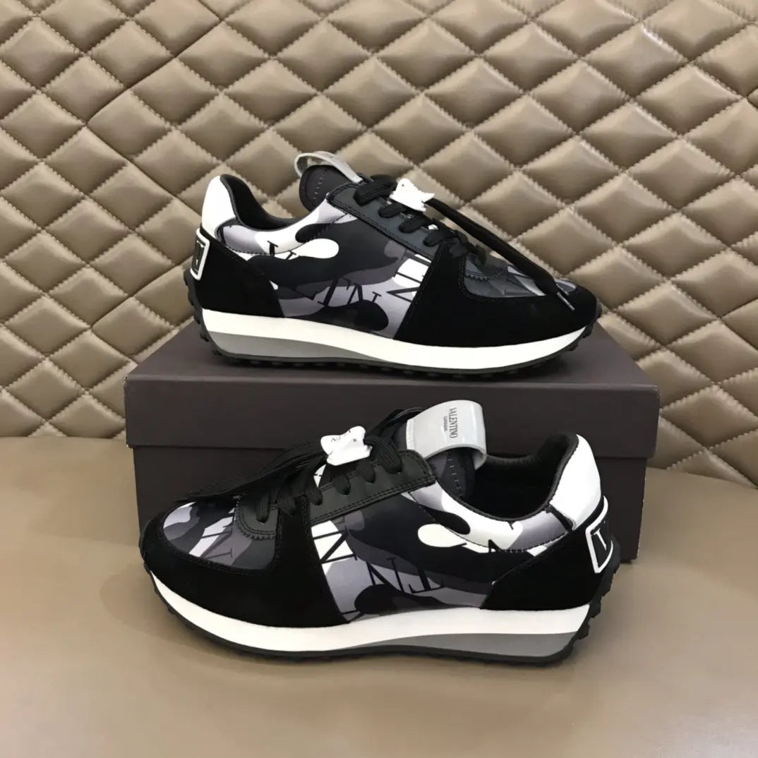Valentino Garavani Black White Camo Sneakers