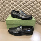 Gucci GG Horsebit Black Crocodile Loafers