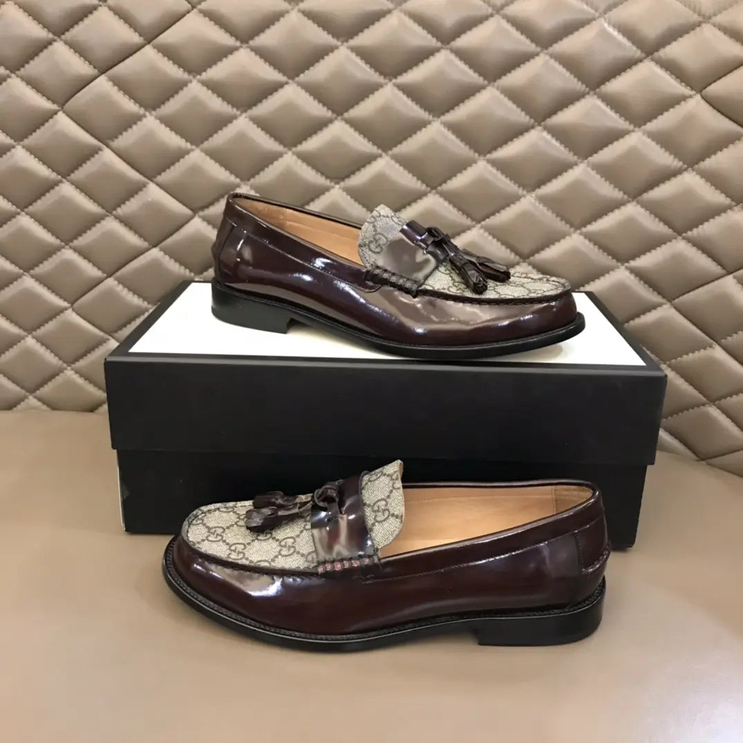 Gucci GG Supreme Brown Beige Loafers