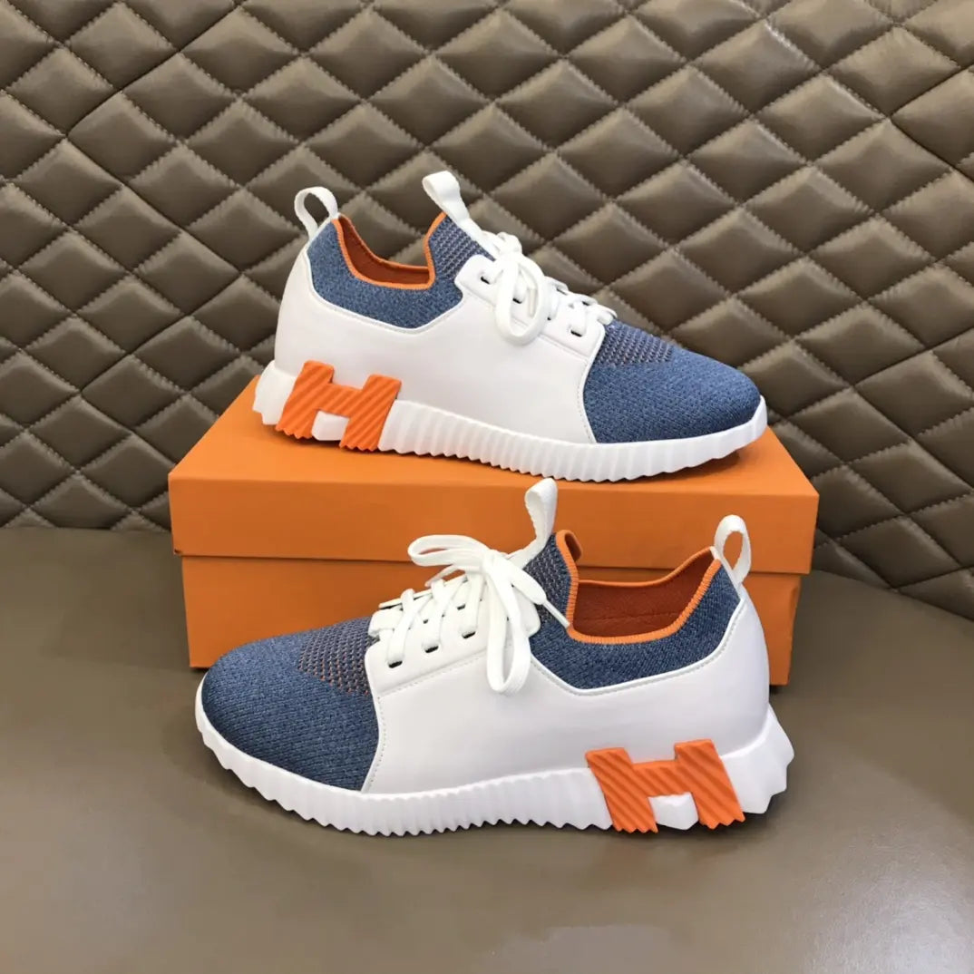 Hermes Paris White Blue Orange Sneakers
