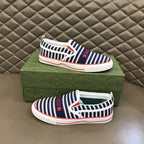 Gucci Striped Blue White Red Slip On Sneakers