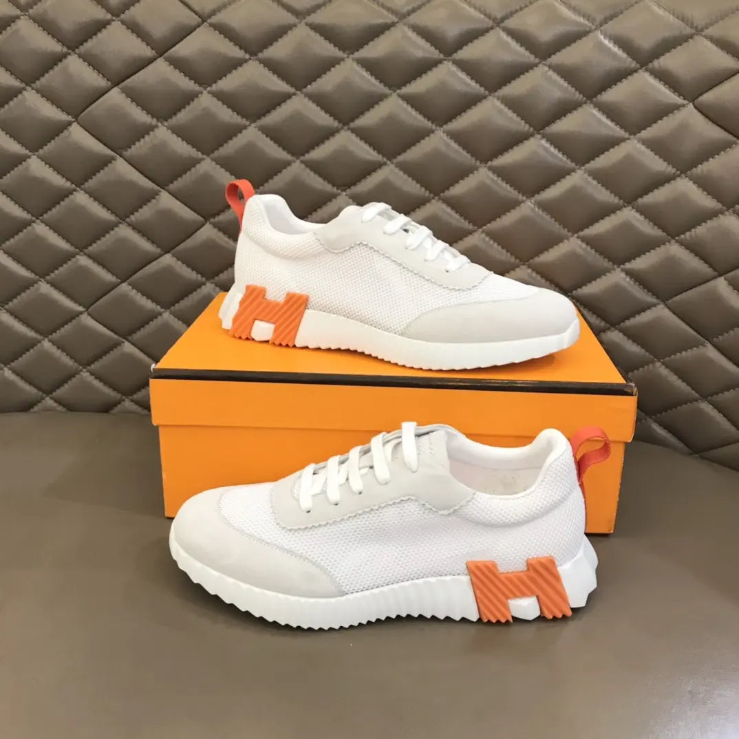 Hermes White Orange Black Sneakers
