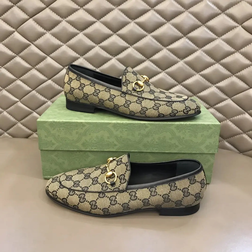 Gucci Horsebit Beige Brown GG Loafers