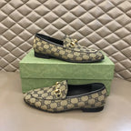 Gucci Horsebit Beige Brown GG Loafers