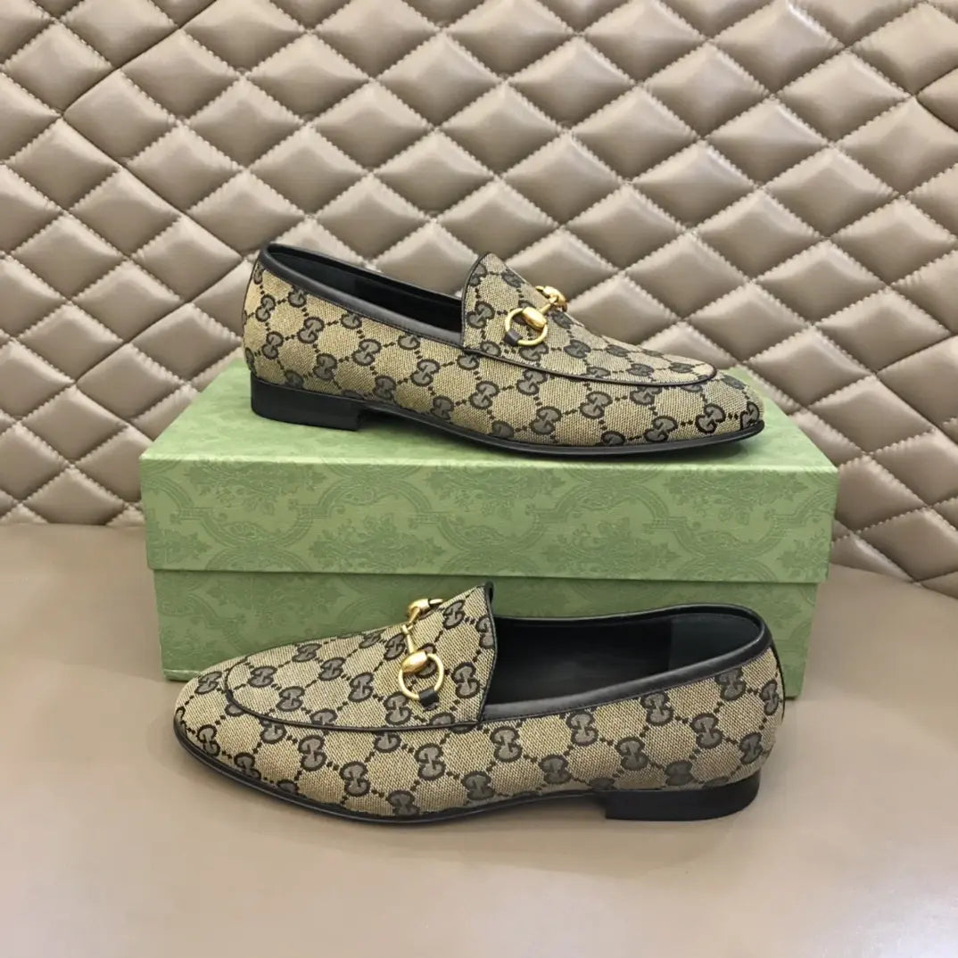 Gucci Horsebit Beige Brown GG Loafers