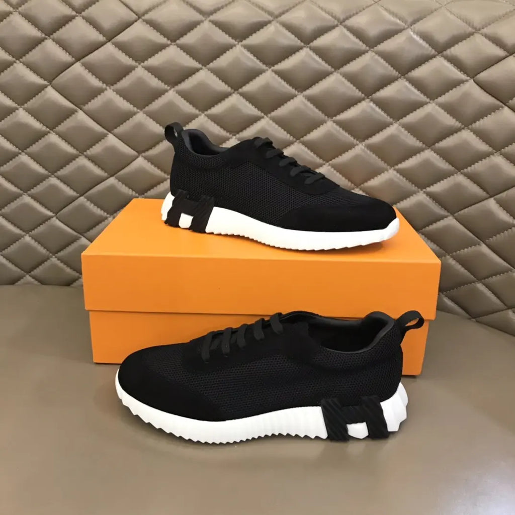 Hermes H Black White Mesh Sneakers