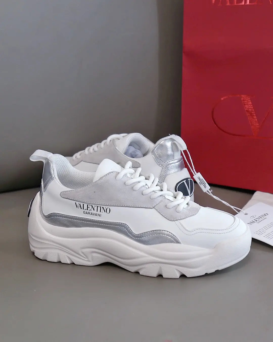 Valentino Garavani White Silver Grey Sneakers