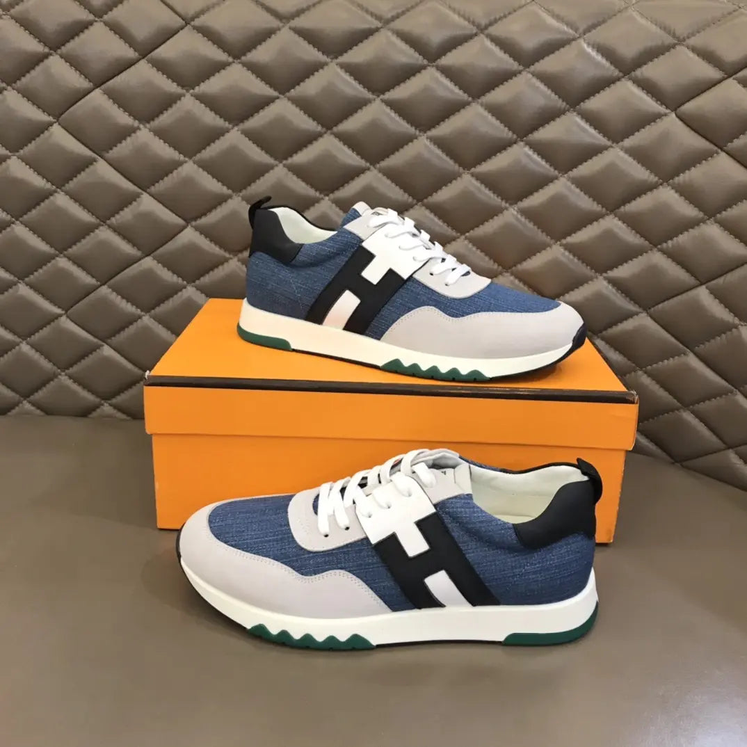Hermes Denim Blue White Sneakers