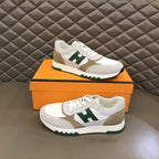 Hermes Paris White Green Beige Sneakers