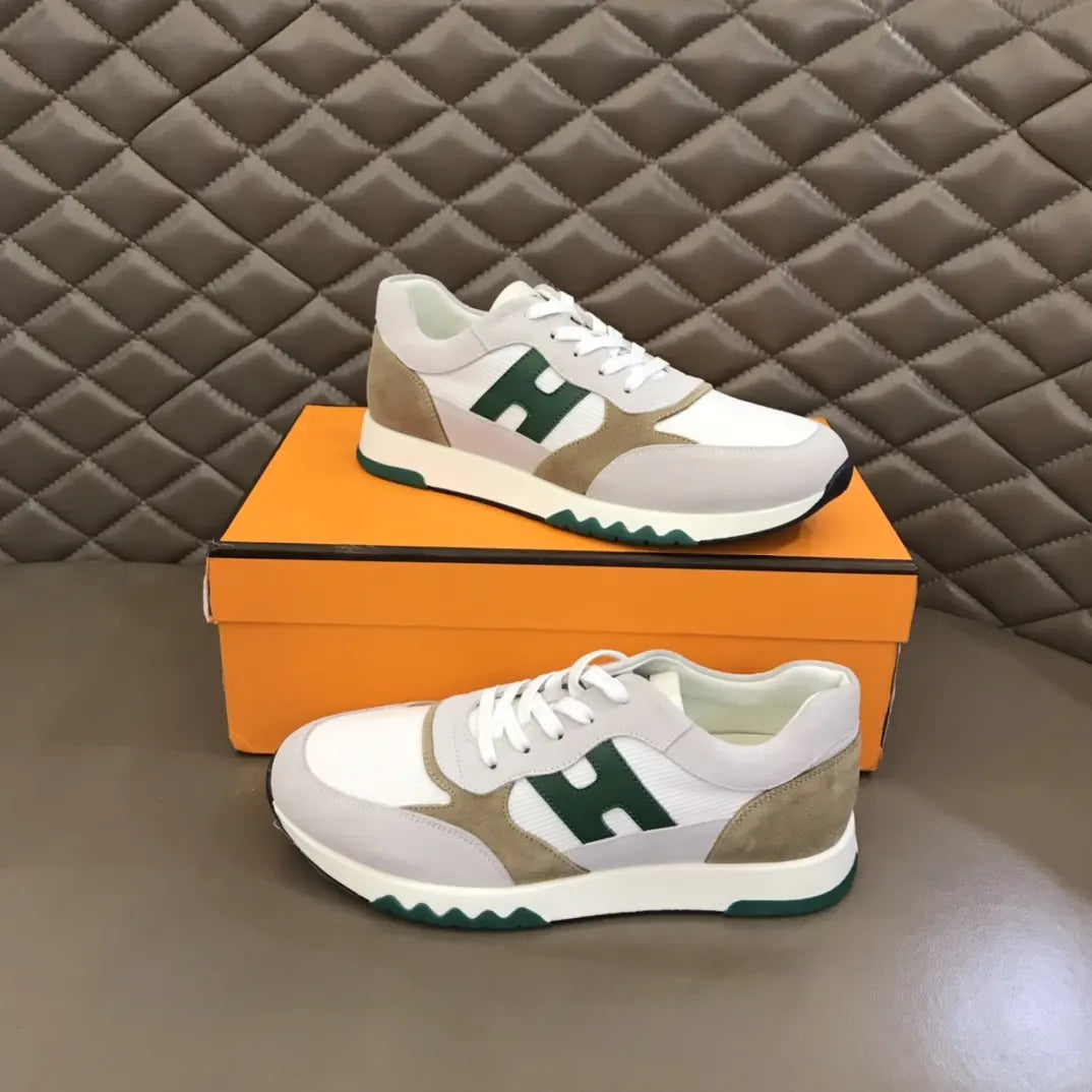 Hermes Paris White Green Beige Sneakers
