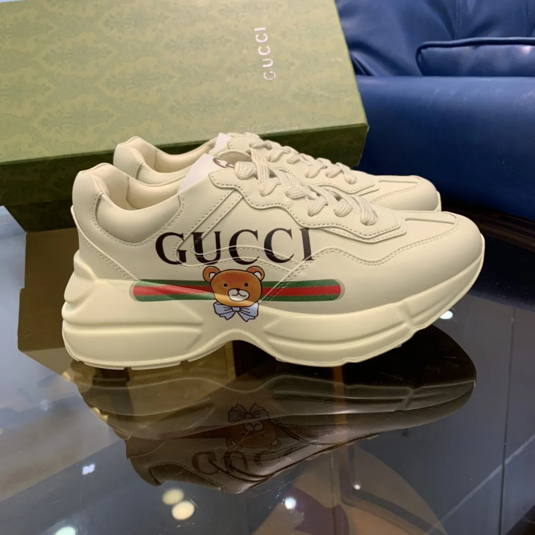Gucci Logo Teddy Bear White Sneakers