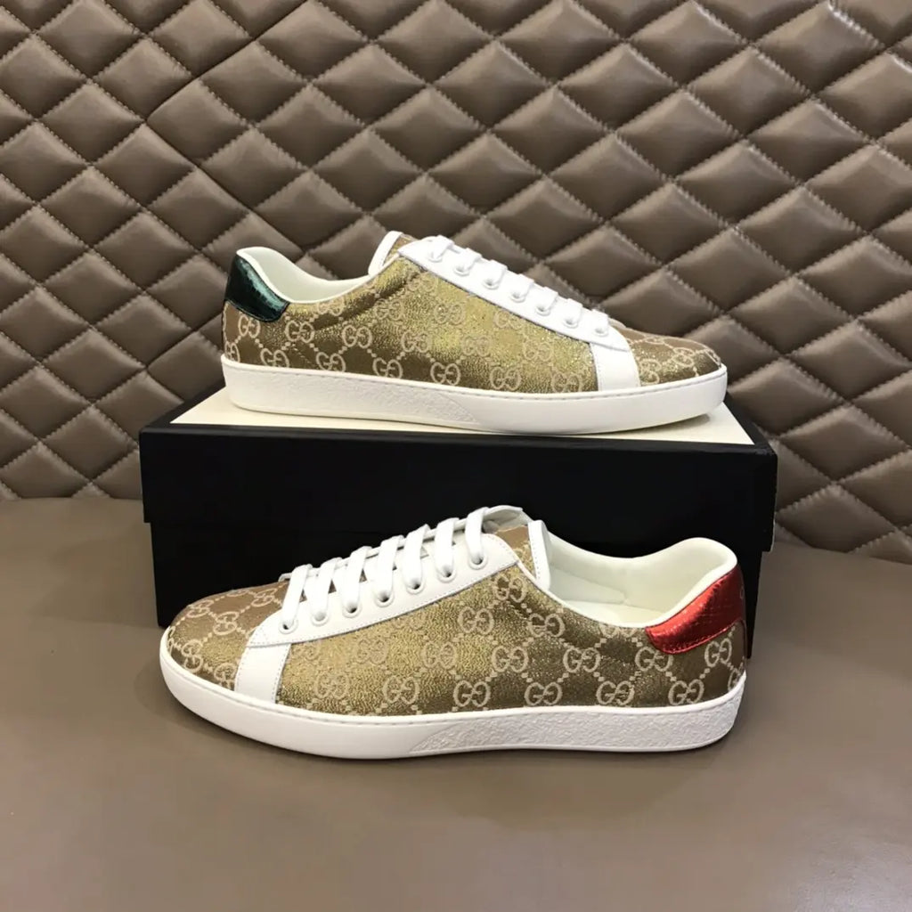 Gucci Ace Beige Brown Red White Sneakers