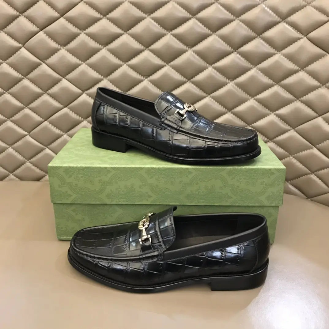 Gucci Horsebit Black Crocodile Leather Loafers