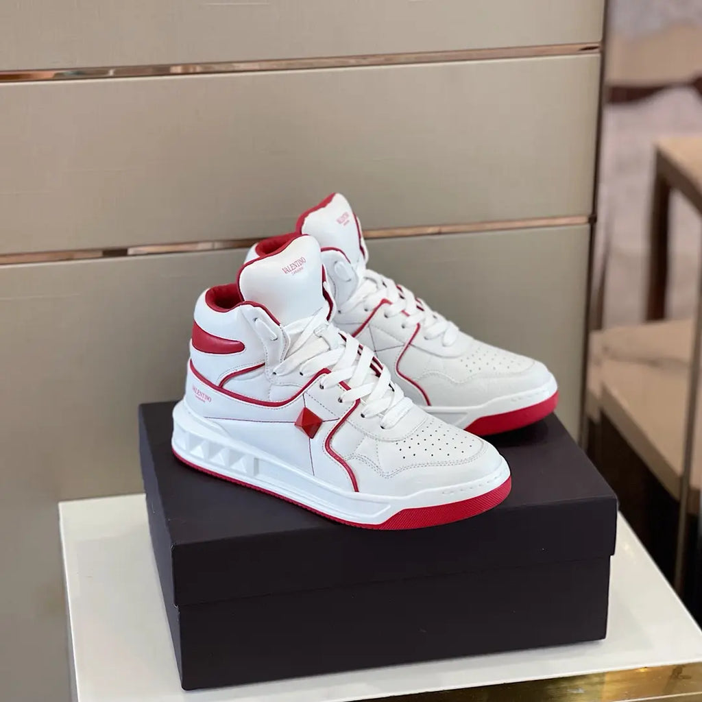 Valentino High Top White Red Sneakers